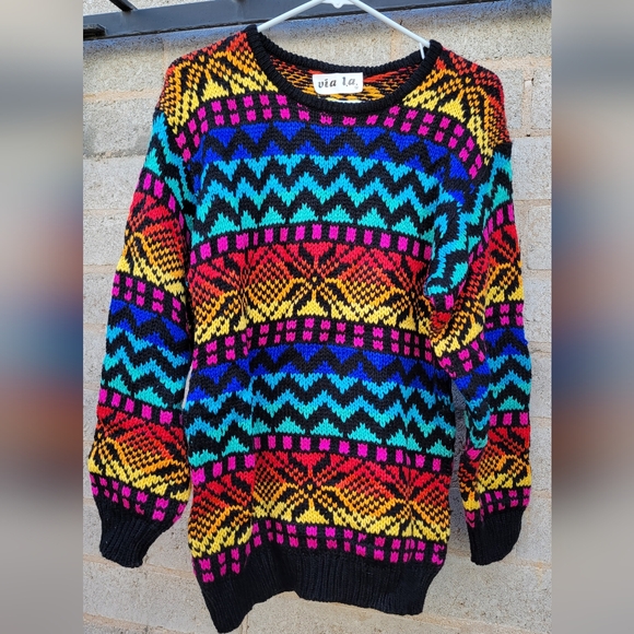 via la Sweaters - VIA LA 80's vintage handknitt sweater